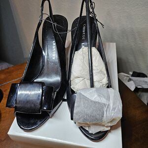 Chinese Laundry Black Faux Patent Leather Women's Sling Back Shoes size 10M